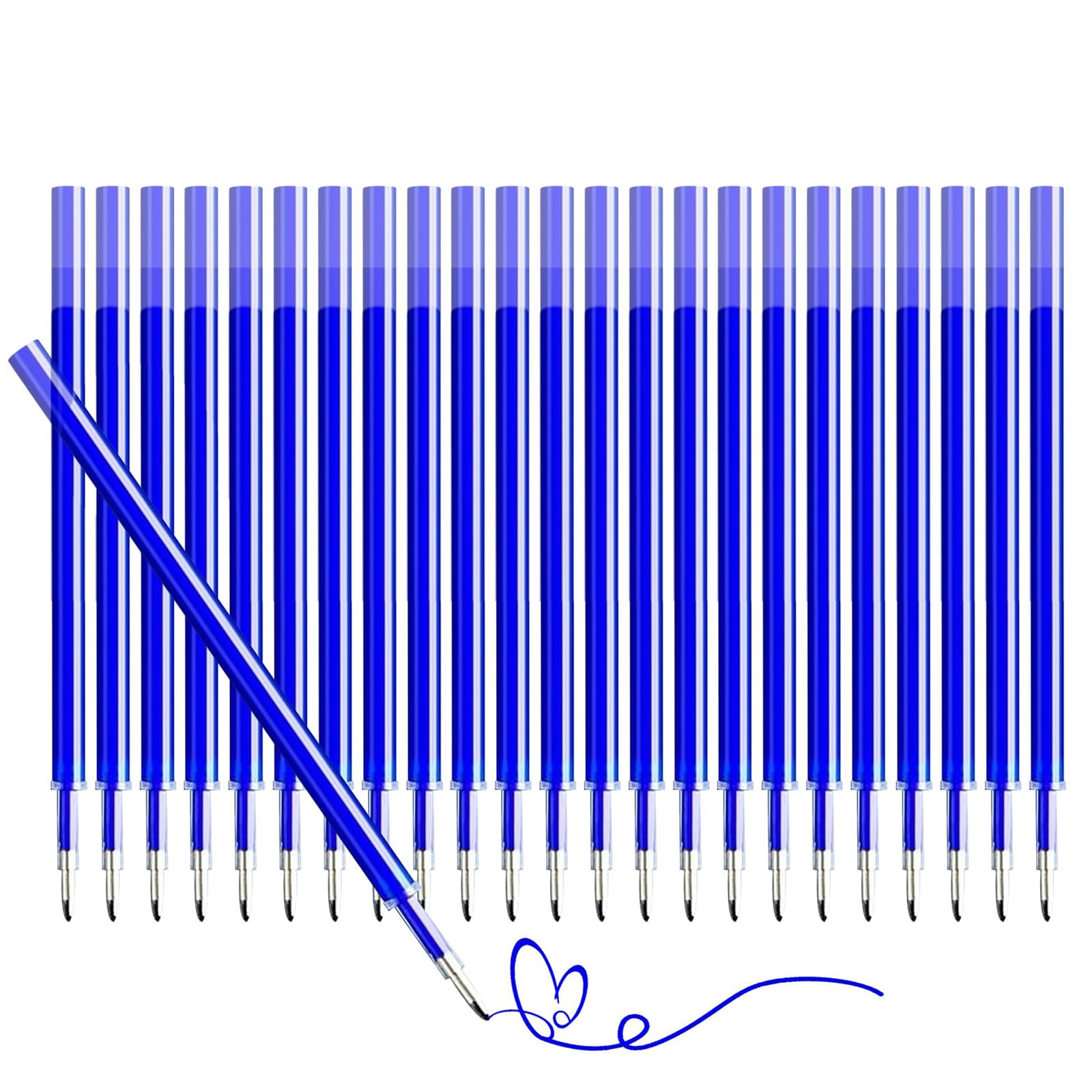 Kabwea 24 minas de repuesto azules, compatibles con Legami, 0,7 mm, bolígrafo borrable, altura 13 cm, mina de repuesto para bolígrafo de gel borrable, mina intercambiable (azul)