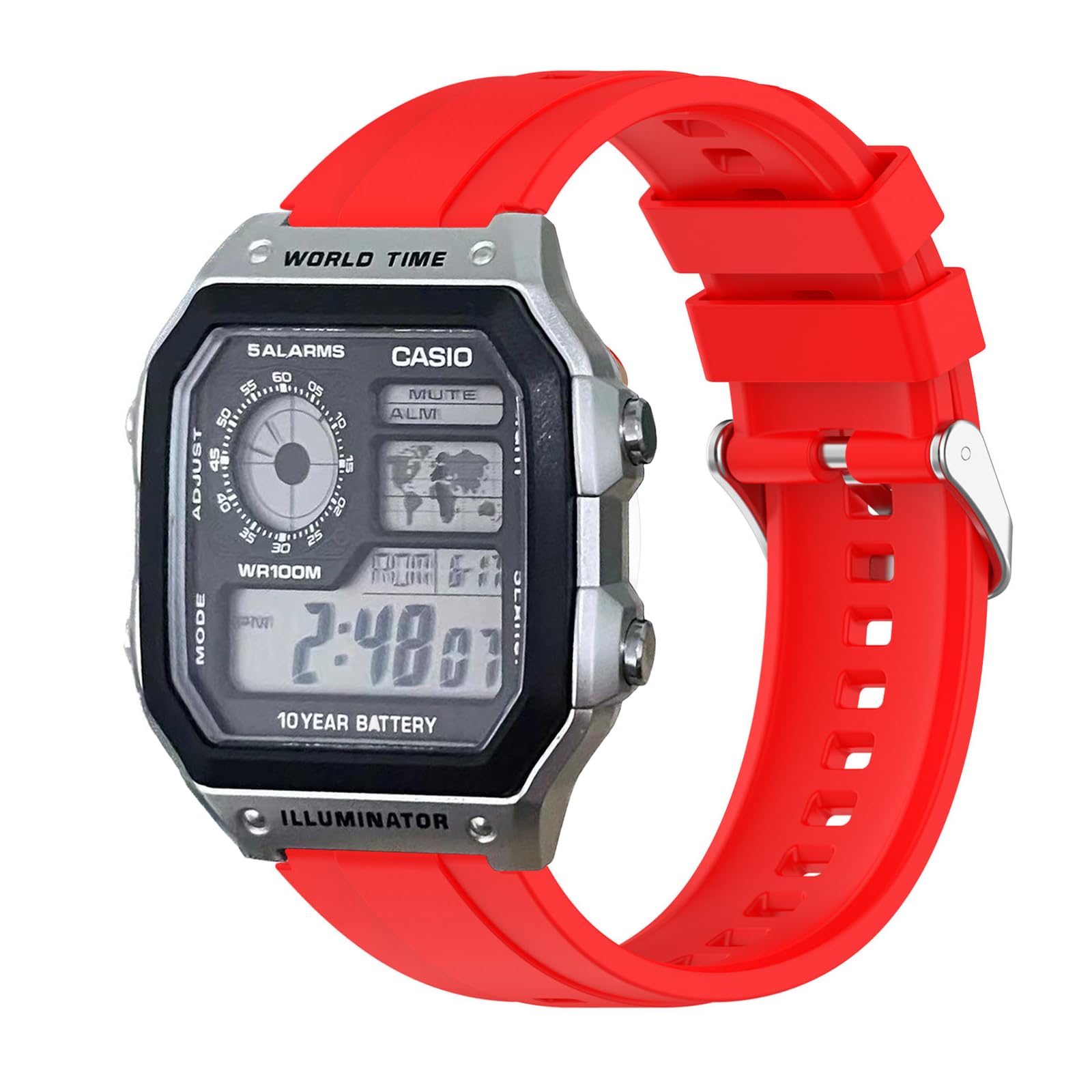 xhKJOWatchbands for Casio AE 1200 / W 218h / AE 1300 / F 91W/ W 218h / AQ S810W Strap, Silicone Watch Band Wrist Strap Bracelet Wristband for Casio W 219 / F 108WH/ AE 1000W / SGW 500H