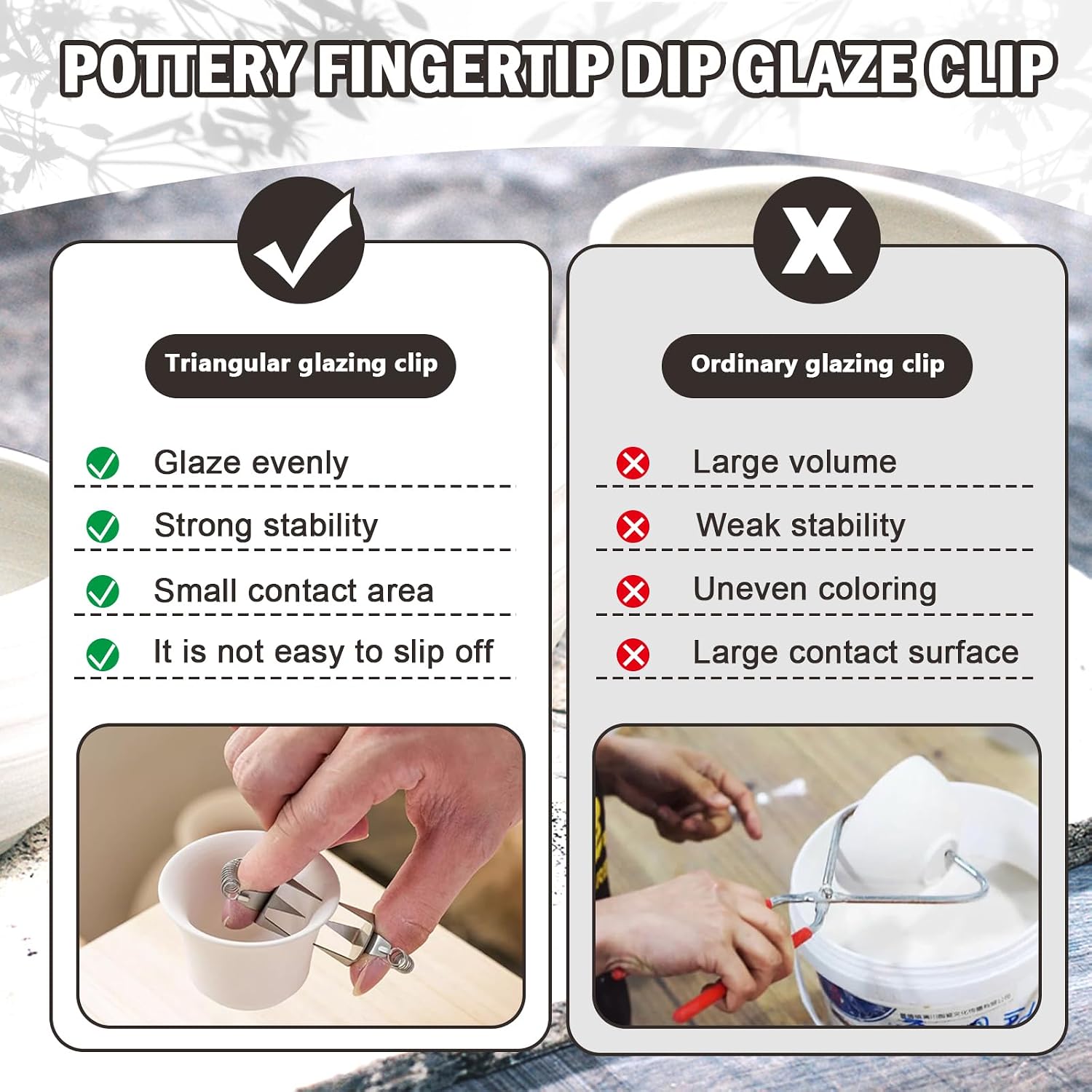 Wshxjzyay 4 Pack Pottery Clay Glaze Clamps Fingertip Dipping Glaze Clips, Glazing Tongs for Pottery, Dipping Tong Pottery Tool, Pottery Dipping Tongs, Ceramic Glazing Tongs, Sculpture Dipping Tong