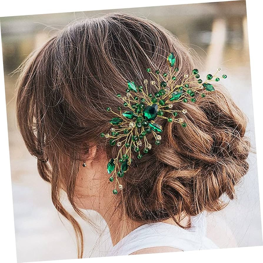 Amazon | LALADEFIEE クシ 緑のヘアアクセサリー グリーンライン