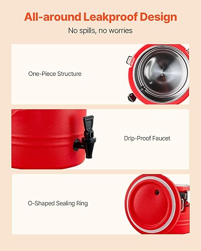 Miniatura 6 de VEVOR Dispensador de bebidas aislado, dispensador térmico de bebidas frías y calientes de 8 galones/30.3L con grifo, jarra enfriadora de grado