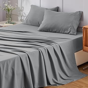 Amazon.com: ChiXpace California King Sheets Grey - Soft Sheets for ...