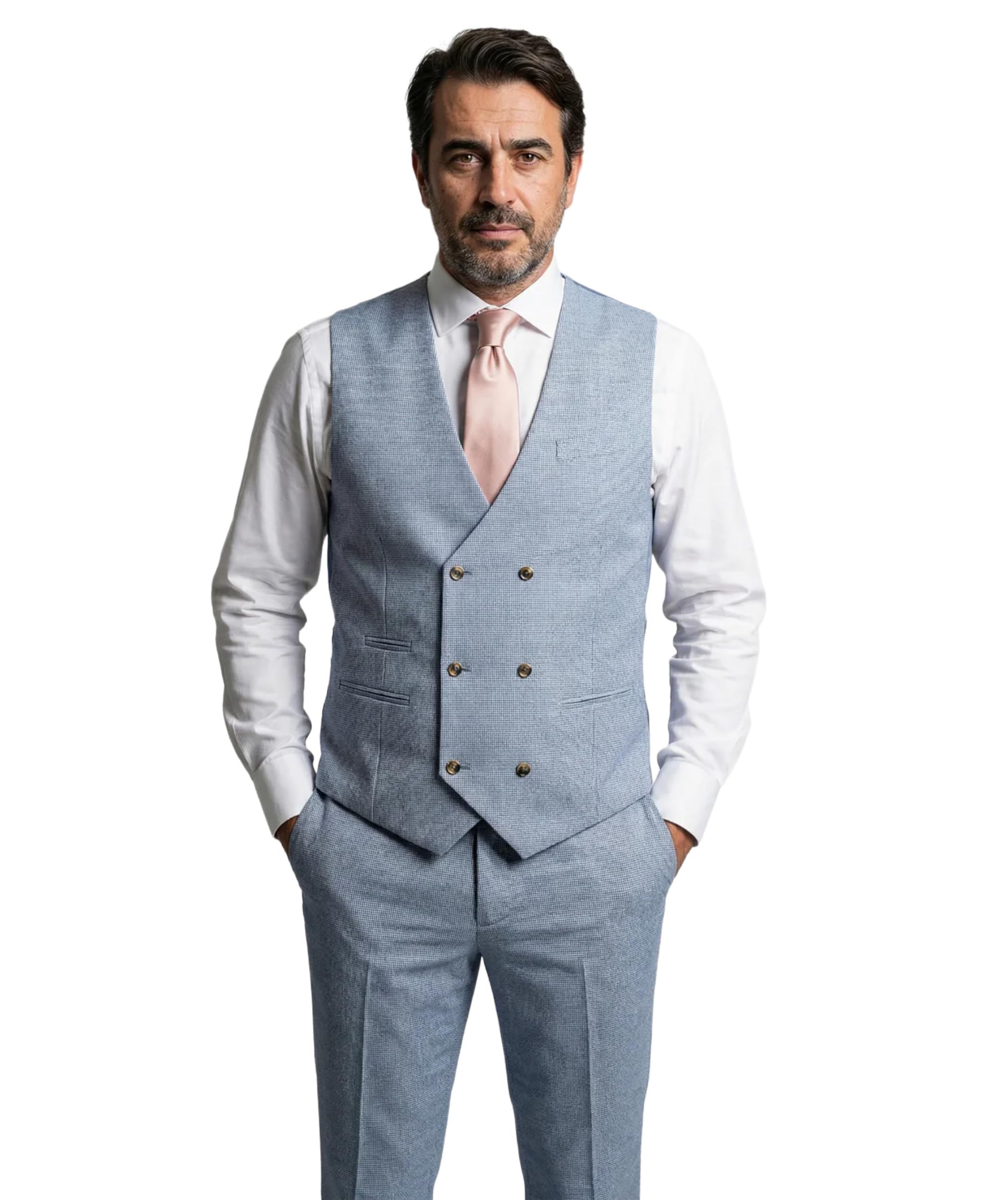 Abito da sposo a tre pezzi Glen Check in tweed, venduto separatamente.