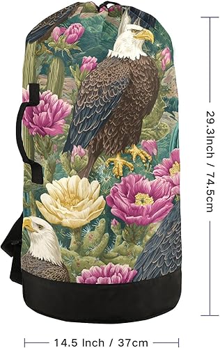 Vista 72 de Mochila de lavandería con correas ajustables para el hombro, bolsa de lavandería sucia para viajes, campamento, universidad, resistente, Rosa floral