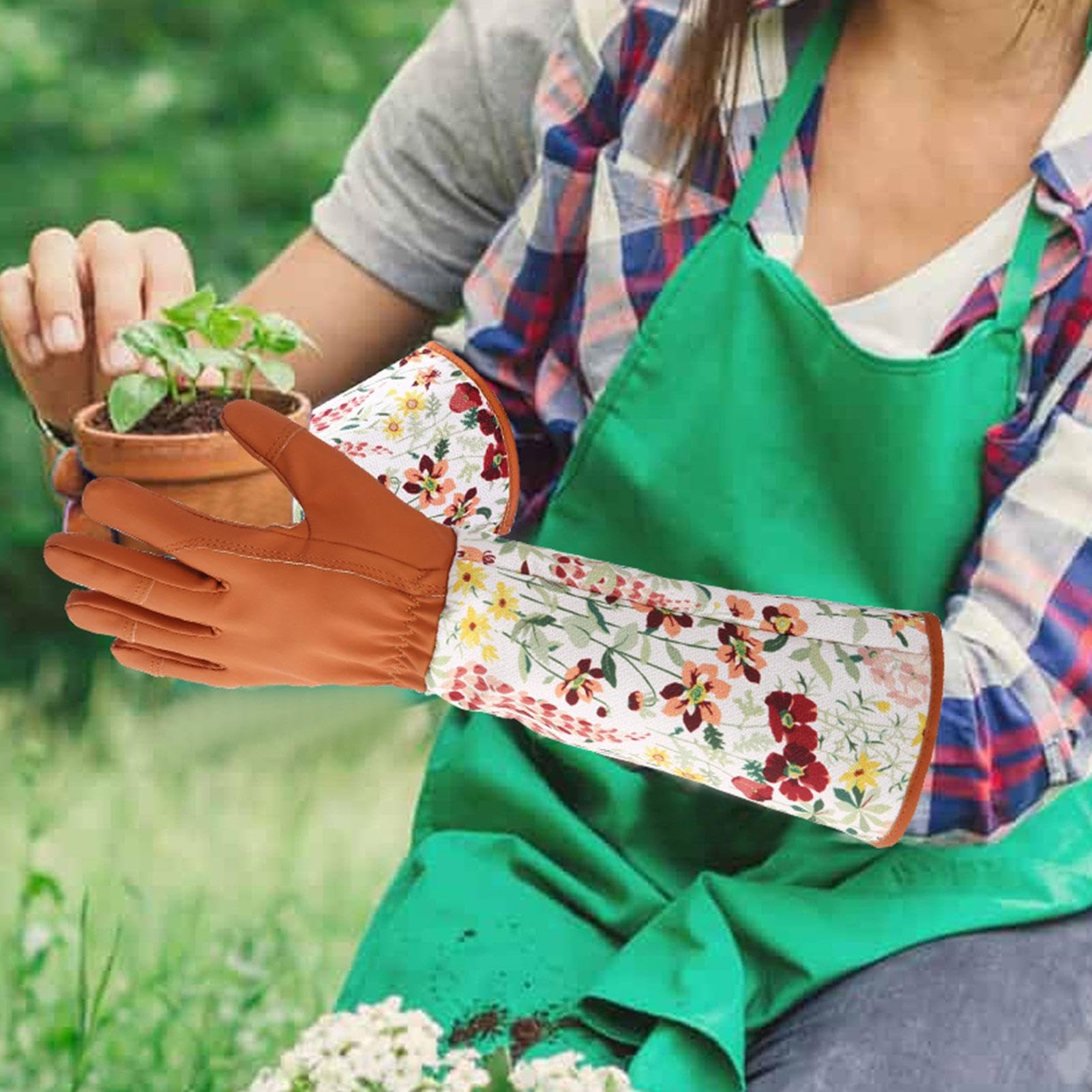 Guantes largos de jardín Protección antideslizante con yemas y palma | Guantes Largos para la Jardinería Mujeres Para jardineros agricultores espinas de ramas enredaderas
