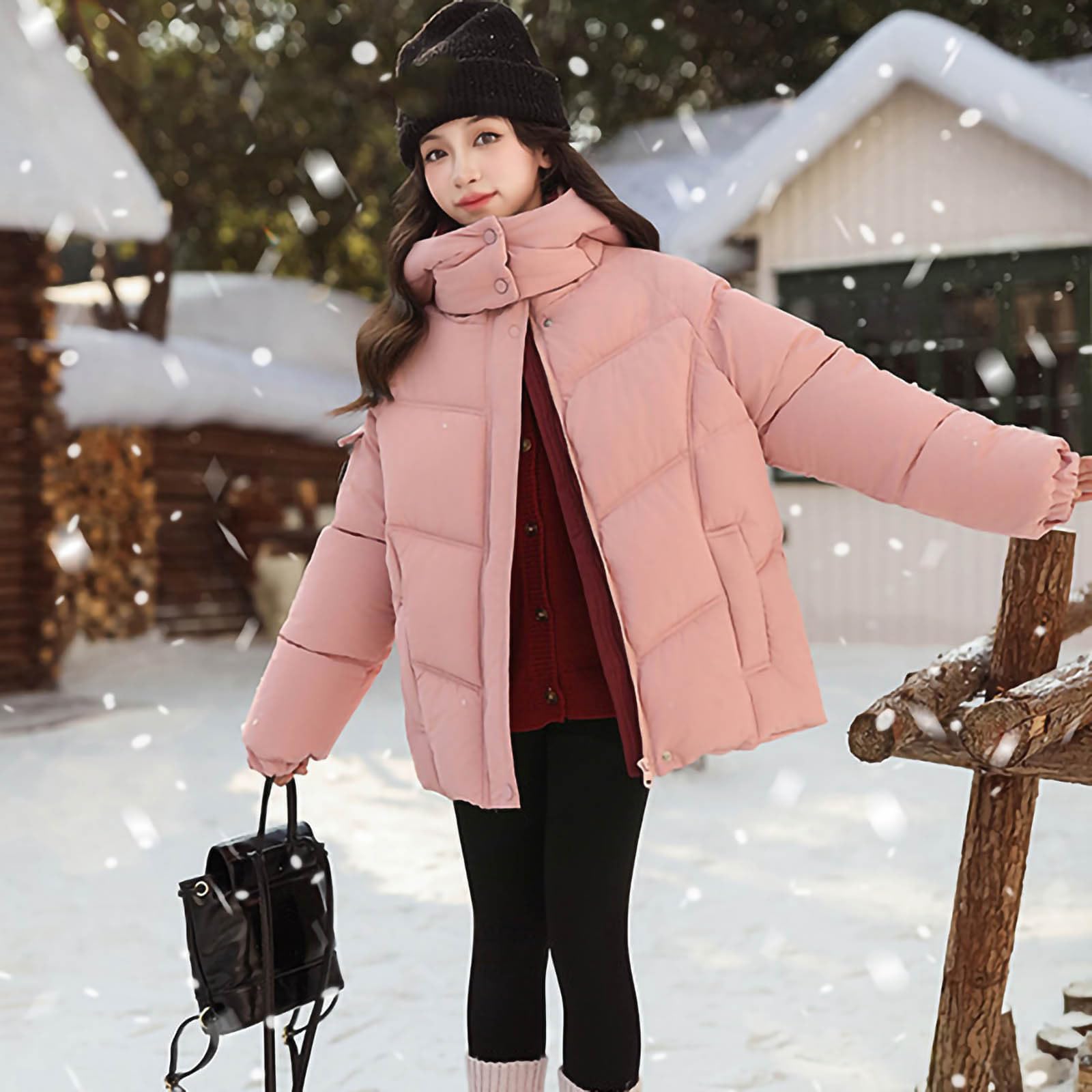 Abrigos acolchados de invierno para niñas, chaquetas gruesas acolchadas con capucha, ropa térmica cálida para clima frío, color sólido, abrigo de nieve versátil para niños de 4 a 14 años