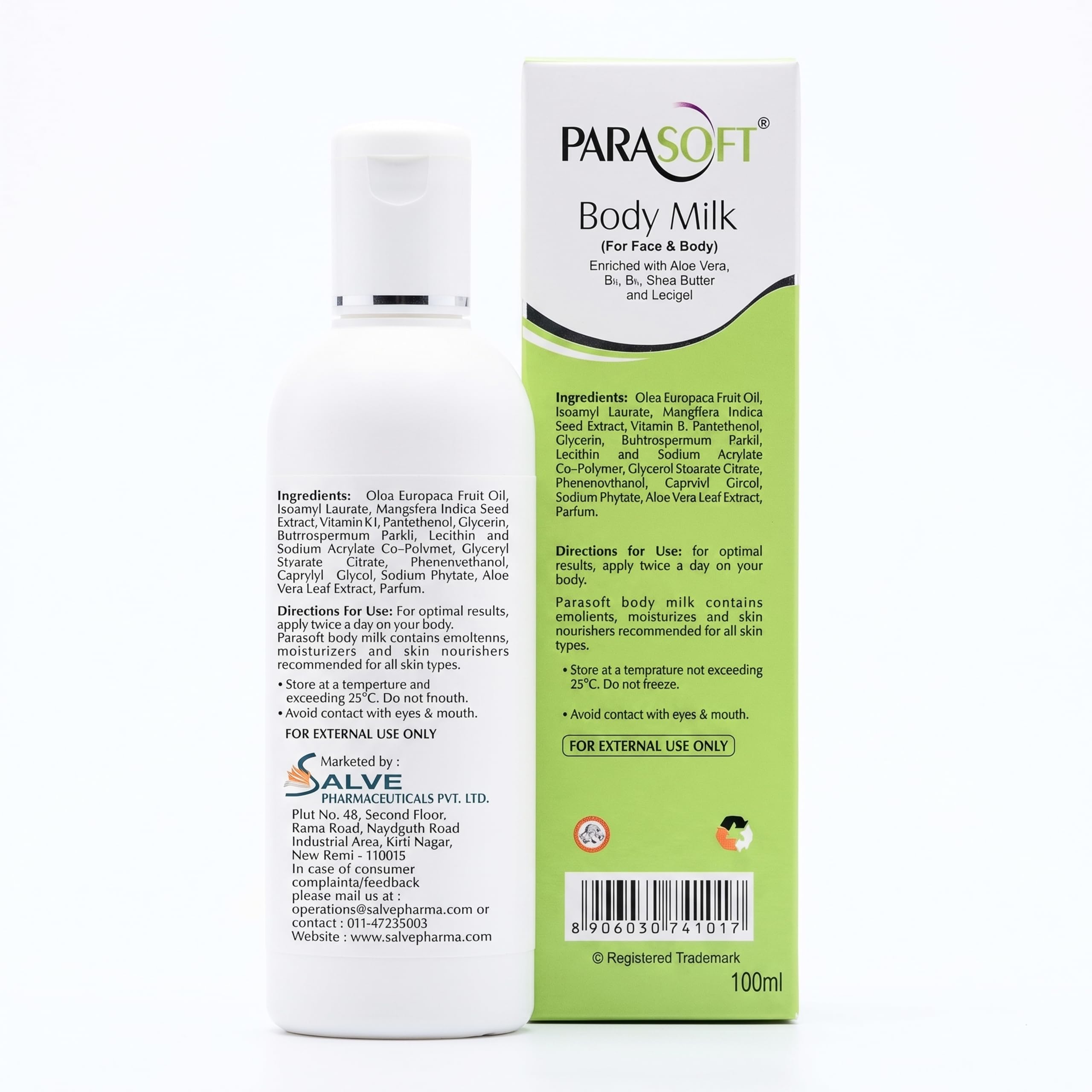 Amazon.com : Parasoft Body Milk Face & Body Lotion 100 ml / 3.38