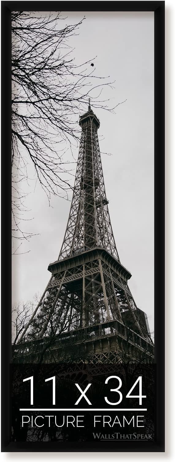wallsthatspeak 11x34 Black Picture Frame for Puzzles Posters Photos or Artwork