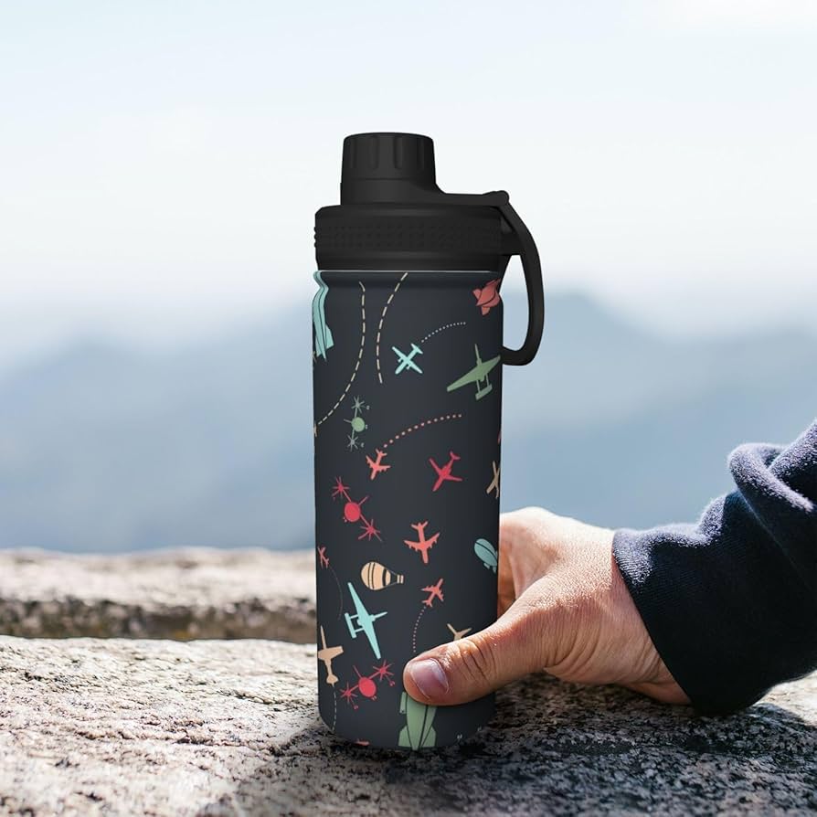 ハンドメイド　オーダー　水筒　カバー　飛行機 Amazon | 水筒 飛行機のパターン スポーツボトル 大容量 水筒