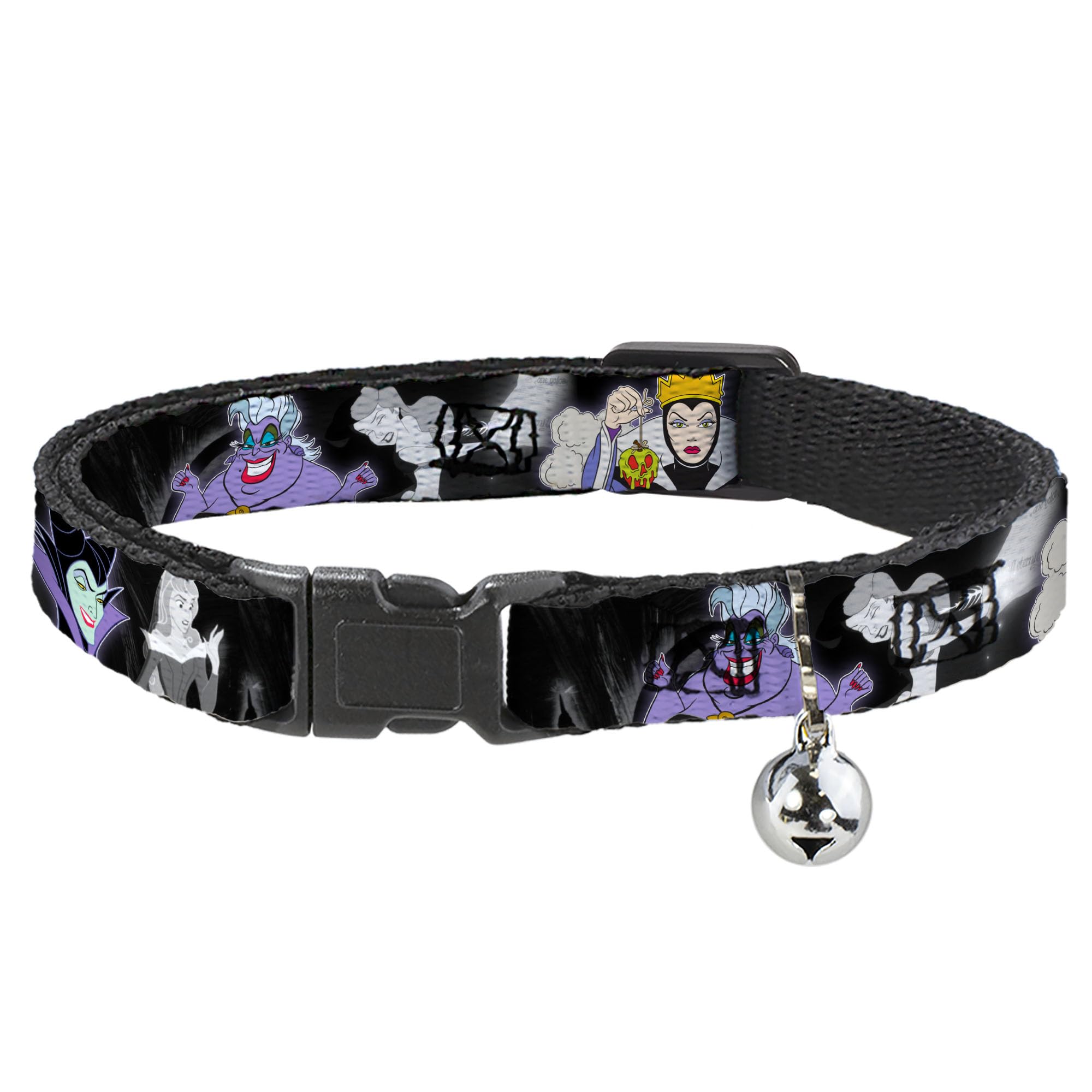 Cat Collar Breakaway Villains Hexing Princess Scenes Color Black White 8 to 12 Inches 0.5 Inch Wide