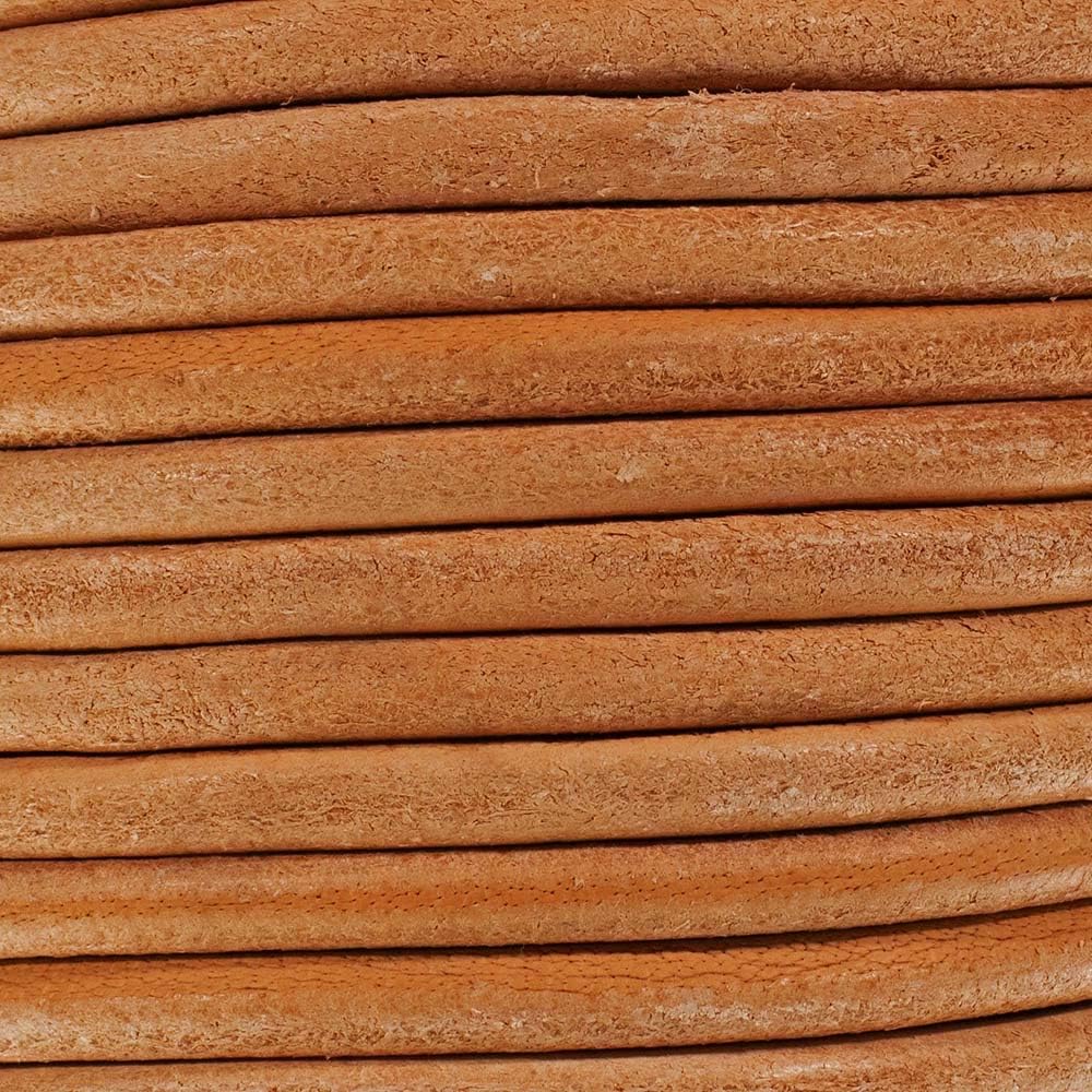 Round Leather Cord - Create Clothing, Decor, Jewelry, and Accessories (Natural, 6mm x 25 Yards)