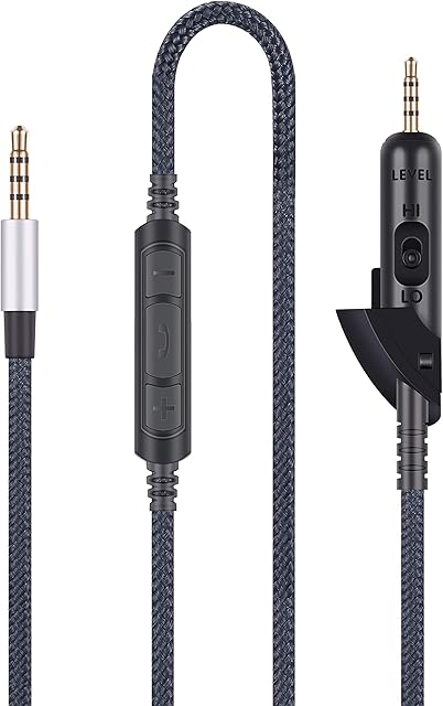 Audio Replacement Cable Replacement Cord Compatible with Bose QC15 QuietComfort 15 Headphones, Audio Cord Compatible with Samsung Galaxy Huawei Android with in-Line Mic Remote Volume Control