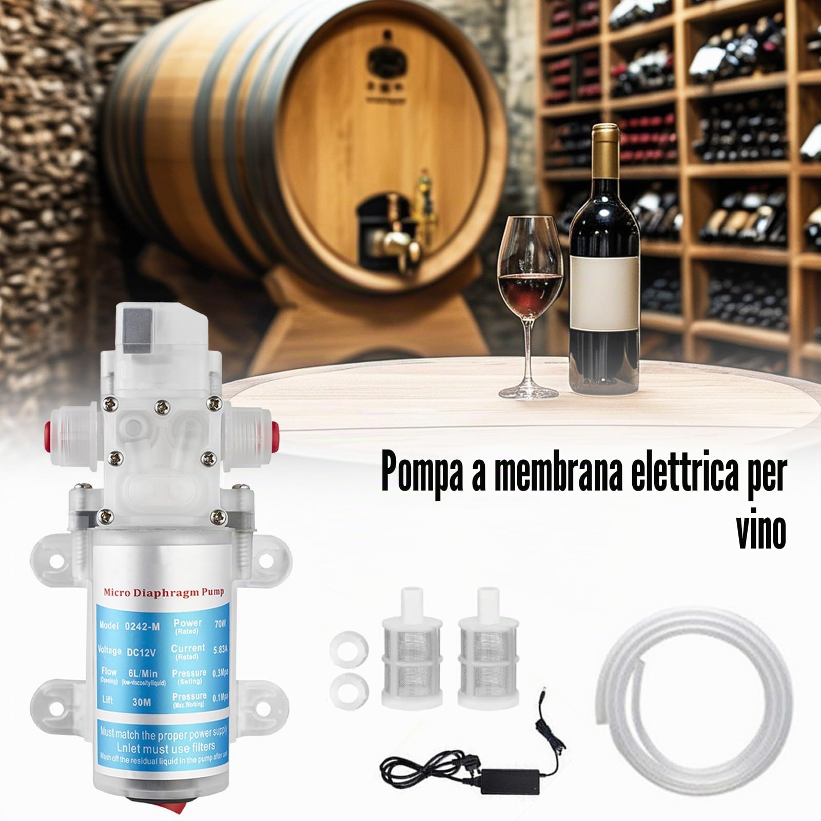 Pompa Travaso Liquidi, Pompa Travaso Vino Elettrica, Dispositivo di Aspirazione Del Vino Portatile Pompa, Pompa per Birra Fatta Pompa Travaso Liquidi Alimentari Velocità Regolabile