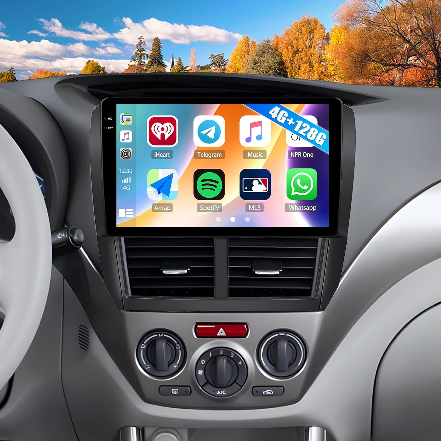 CAMECHO 4+128GB Car Radio Stereo for Subaru Forester Impreza 2008-2012, 9" Incell 1280 * 720 Touch Screen Head Unit with Android 15 CarPlay Android Auto GPS Navigation Bluetooth FM RDS Backup Camera