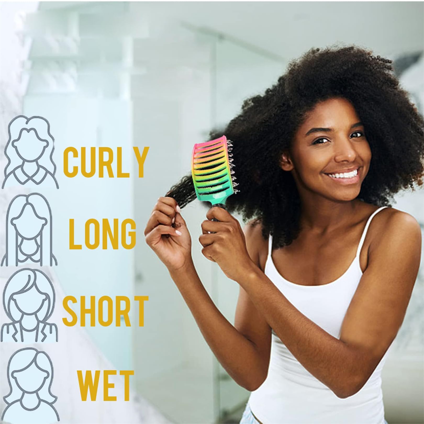 Pop Magic Detangling Hair Brush for Women and Kids Detangle Boar Bristle Paddle Hair Brush Detangler for Blow Drying Wet Hair - Image 2