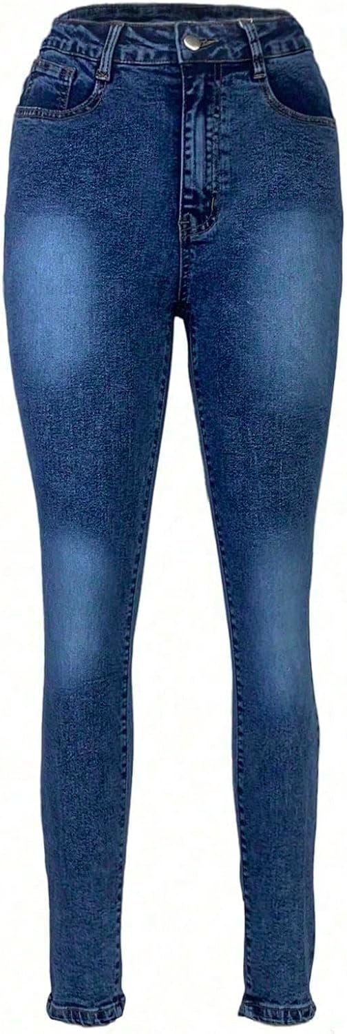 Womens Low Waisted Skinny Jeans Soft Washed Ankle Pants Bow Zipped Trouser Leg Opening Trendy Pants - Image 6