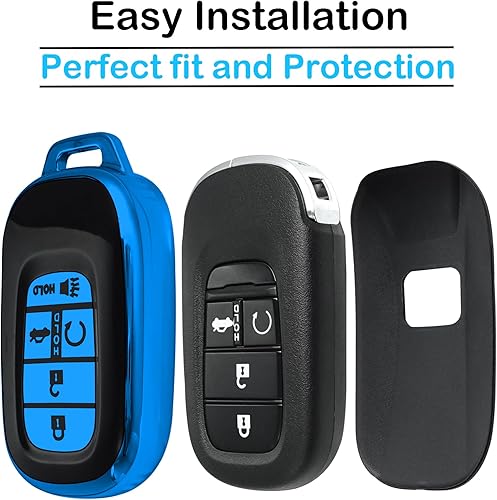 Miniatura 4 de Funda para llavero Honda con llavero de cuero, TPU suave de 5 botones, compatible con llave de automóvil Civic Accord 2022 2023 (rojo), Rojo -