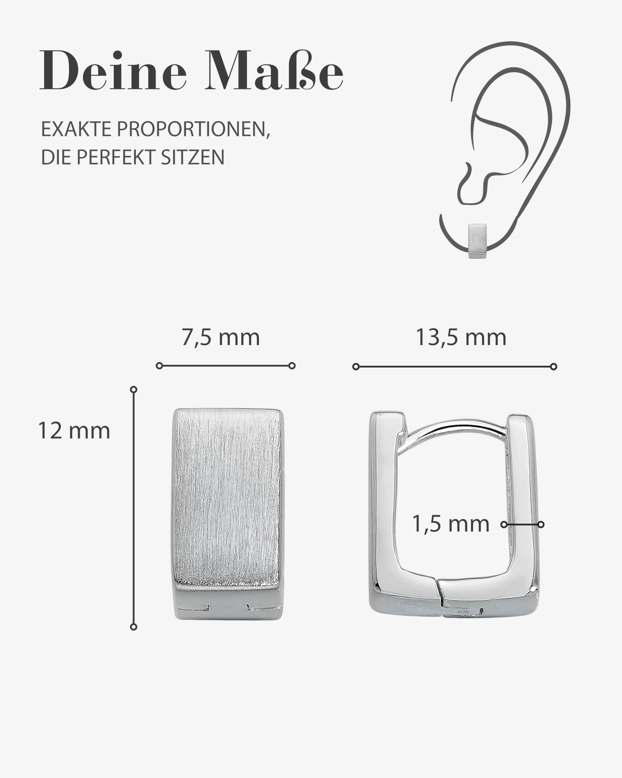 VINANI Klapp-Creolen aus 925 Sterling Silber I Nickelfreie Ohrringe für Damen I Mattierte Front & glänzende Seiten mit Anlaufschutz I Allergikerfreundlich I Handarbeit in Juweliersqualität I CRA