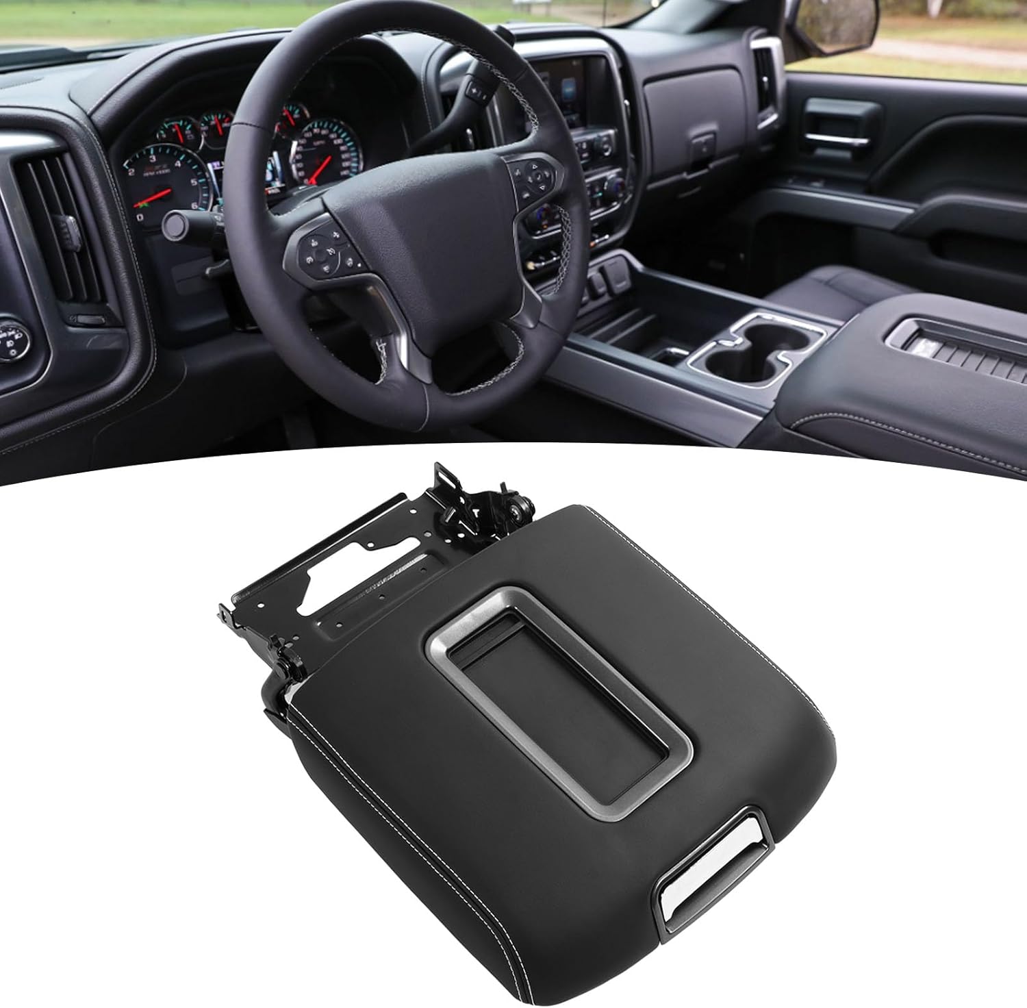 Center Console Armrest Lid Cover Kit, Center Console Armrest Cover 0227083AA Replacement for Chevy 1500 2500 3500 2014 to 2018