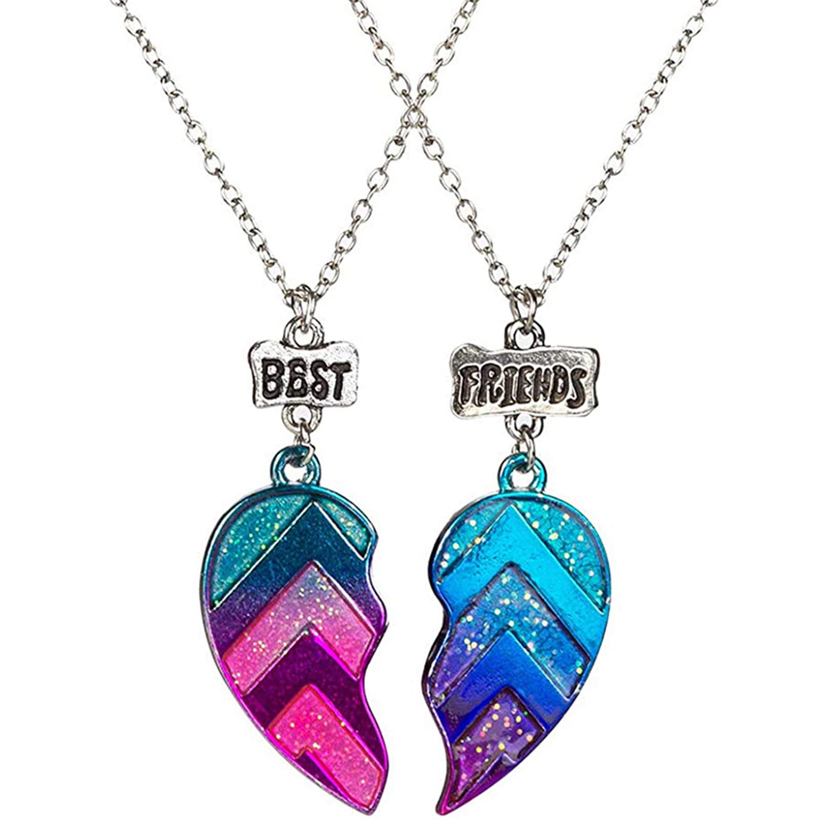 AILUORBest Friend Necklace For 2, Ailuor Rainbow Cloud Stitching Best Friends Pendant Necklace Bff Teen Forever Friendship Birthday Gifts For Women Girls Teens, Metal, Not Know