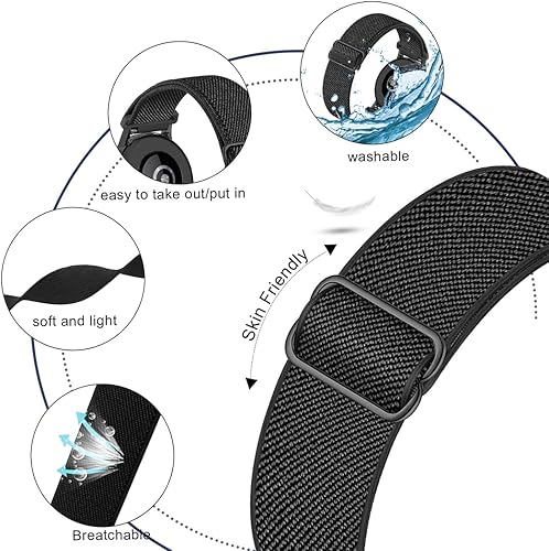 Miniatura 3 de Paquete de 6 correas elásticas de nailon compatibles con Amazfit GTS GTS 2GTS 2 MiniGTS 2e  GTS 3GTS 4 Mini  GTS 0.165 in de tejido elástico de