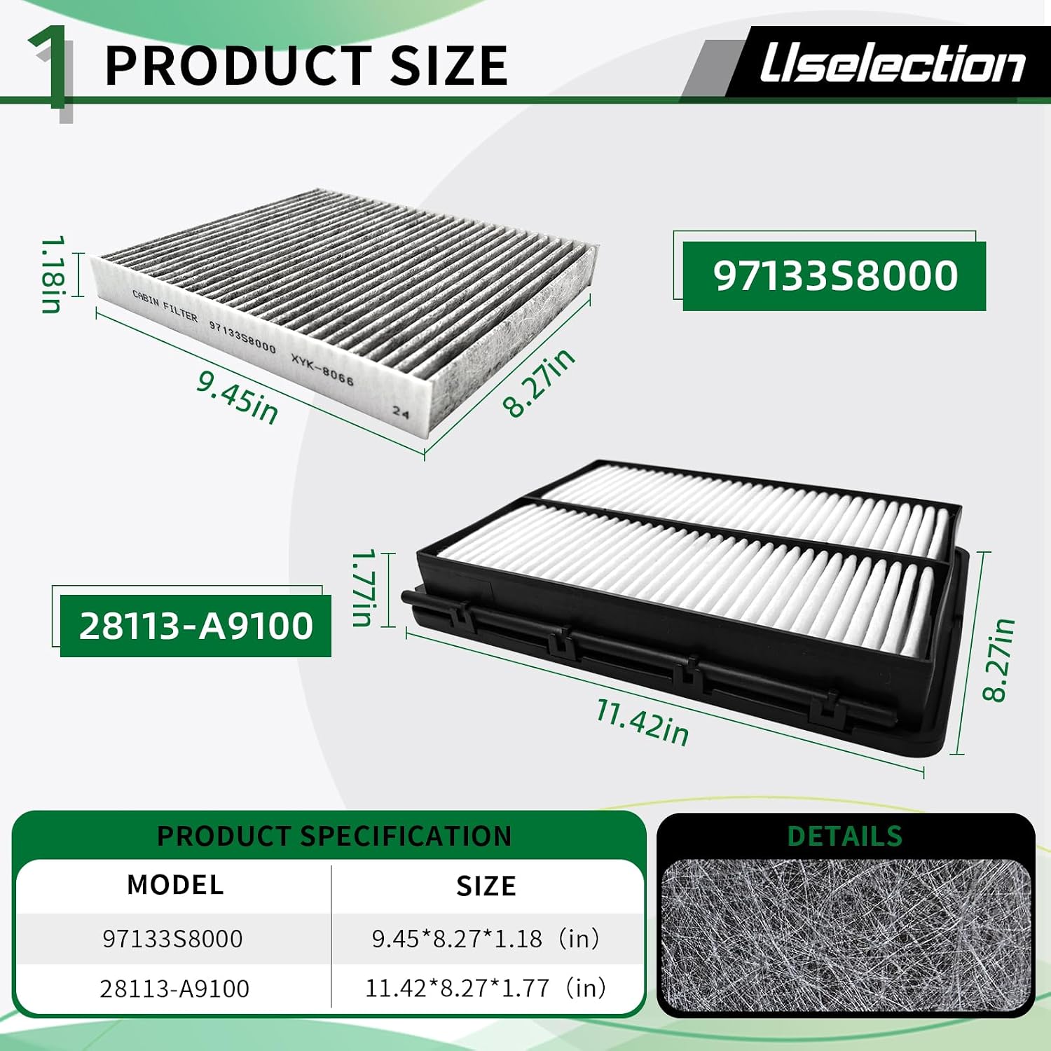 Cabin and Engine Air Filter with Activated Set for Palisade 2020 2021 2022 2023 2024 2025, Replaces for 97133-S8000 WP10080 28113A9100 CA11943