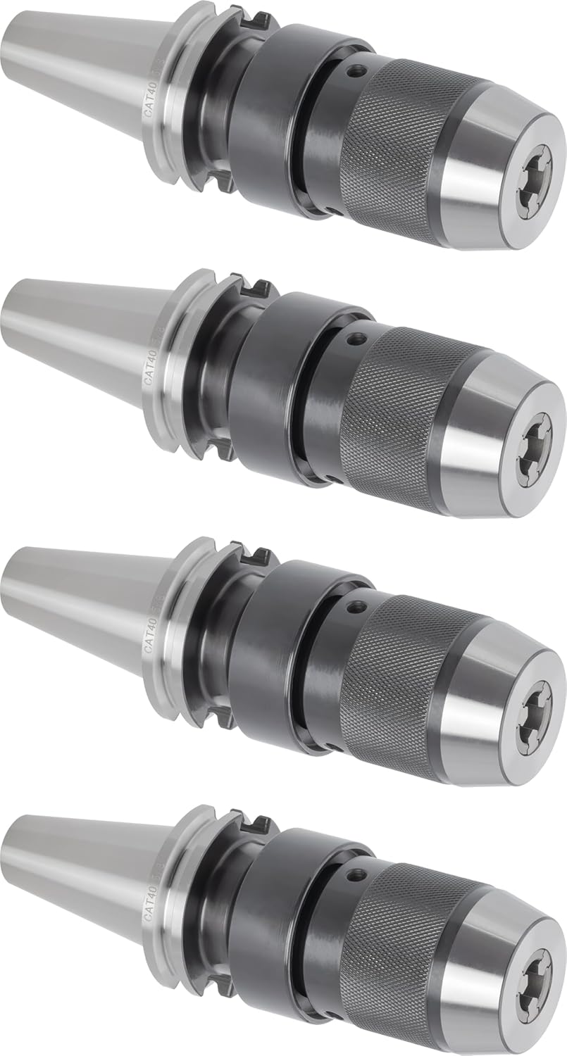 CME 4 pcs CAT 40 Taper Ball Bearing Keyless Drill Chuck, Integral Design, 1/2" Capacity