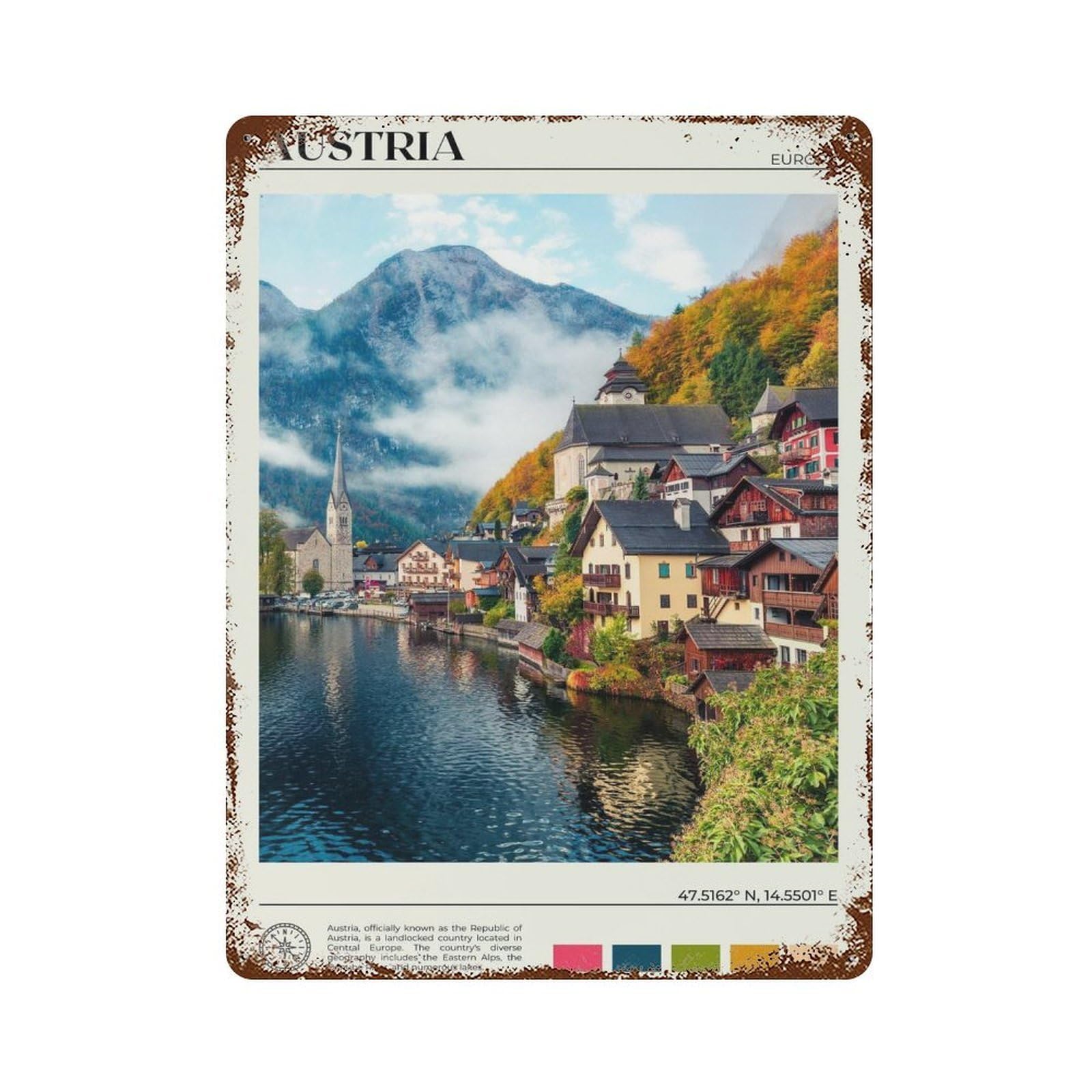 xiaoxiaoshen Real Photo Austria Decor Europe Wall Decor Art Metal Tin Poster Modern Home Decor Art Home Bar Shop Decorations Vintage Sign 40x30cm