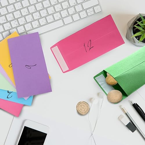 Miniatura 4 de Sobres para efectivo, 100 paquetes de 3.5 x 6.5 pulgadas, sobres rosas, sobres de monedas, sobres de semillas, sobres de colores en efectivo