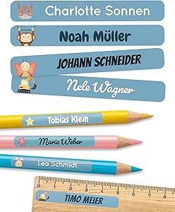 TagBuddy Namensaufkleber 60 Stück - Personalisierte Etiketten Für Kita & Schule