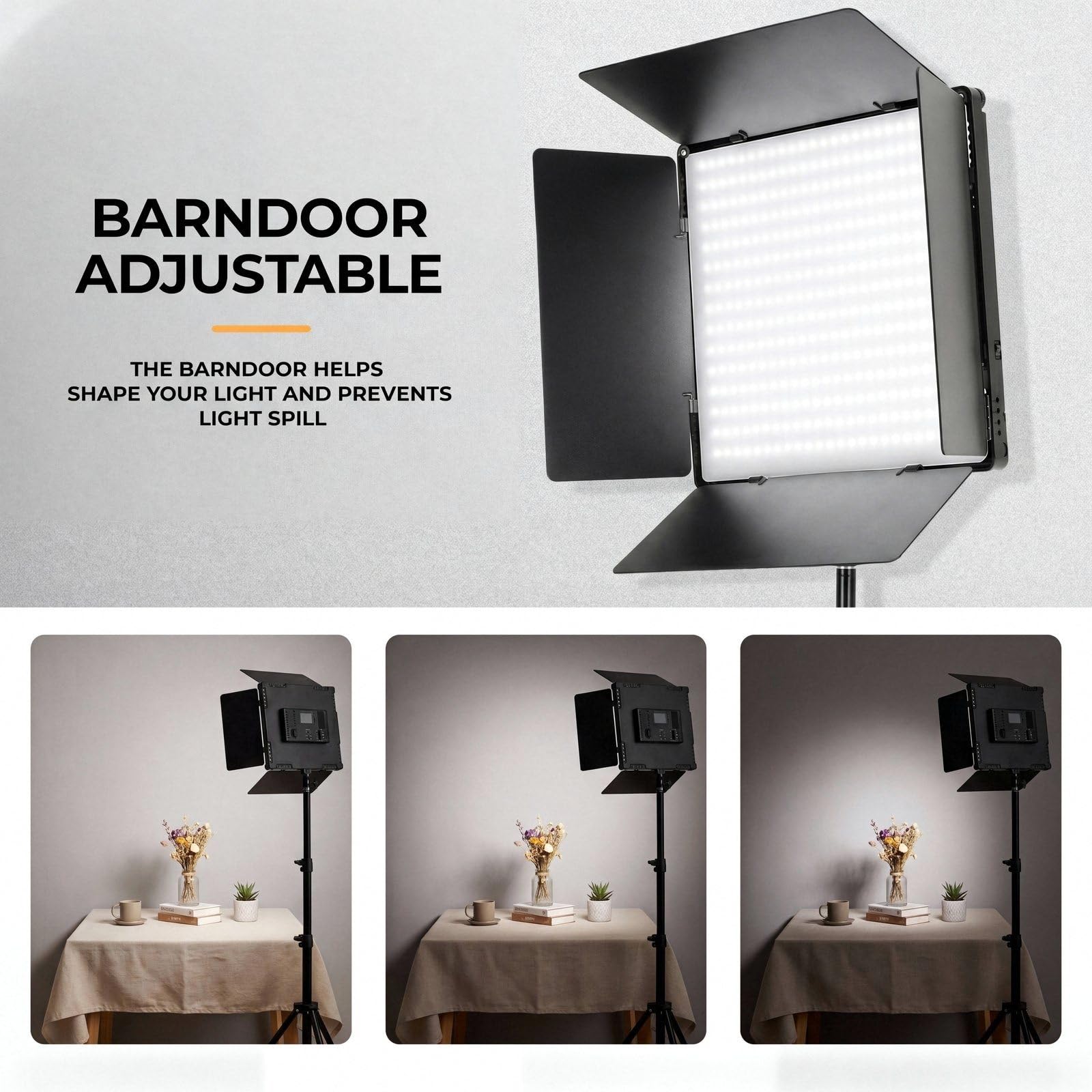 Juego de 2 lámparas LED de vídeo (33 x 33 cm), 110 W, 720 ledes, lámpara de superficie con trípode de 195 cm y mando a distancia, luz fotográfica bicolor (3000 – 6300 K, regulable) para streaming