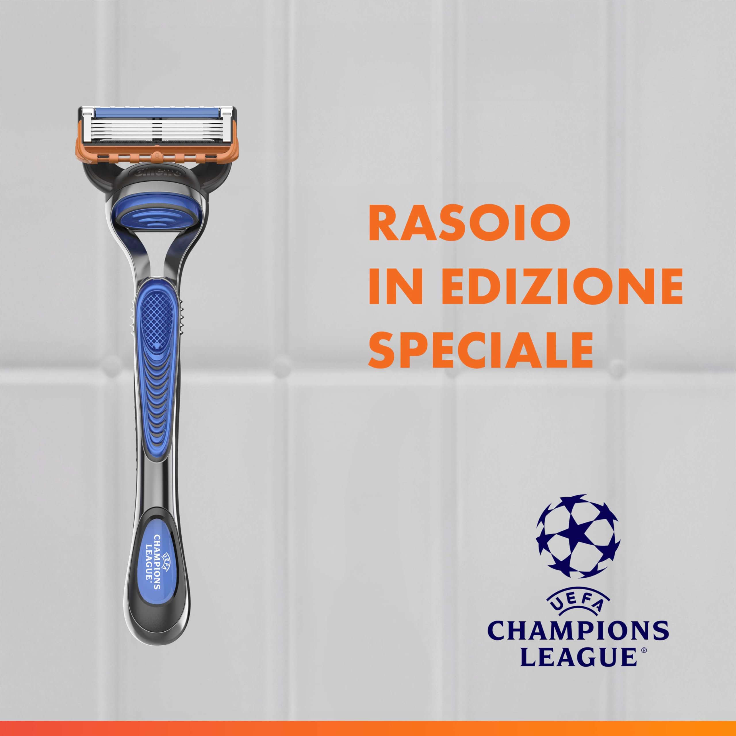 Gillette Fusion5 Rasoio Barba, 1 Rasoio Gillette + 1 Lametta di Ricambio, con Striscia Lubrificante per una Morbida Scorrevolezza e 5 Lame per una Rasatura Profonda e Duratura + Fusion Gel da Barba