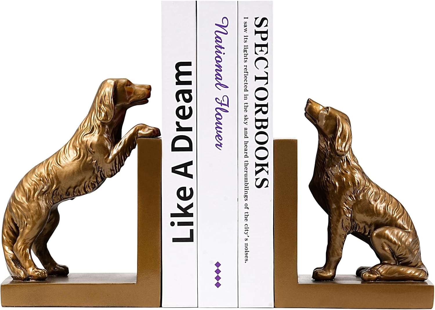 Dog Bookends, Book Ends for Shelves to Hold Books Heavy Duty, Creative Resin Book Holders for Kitchen Desk Home Office