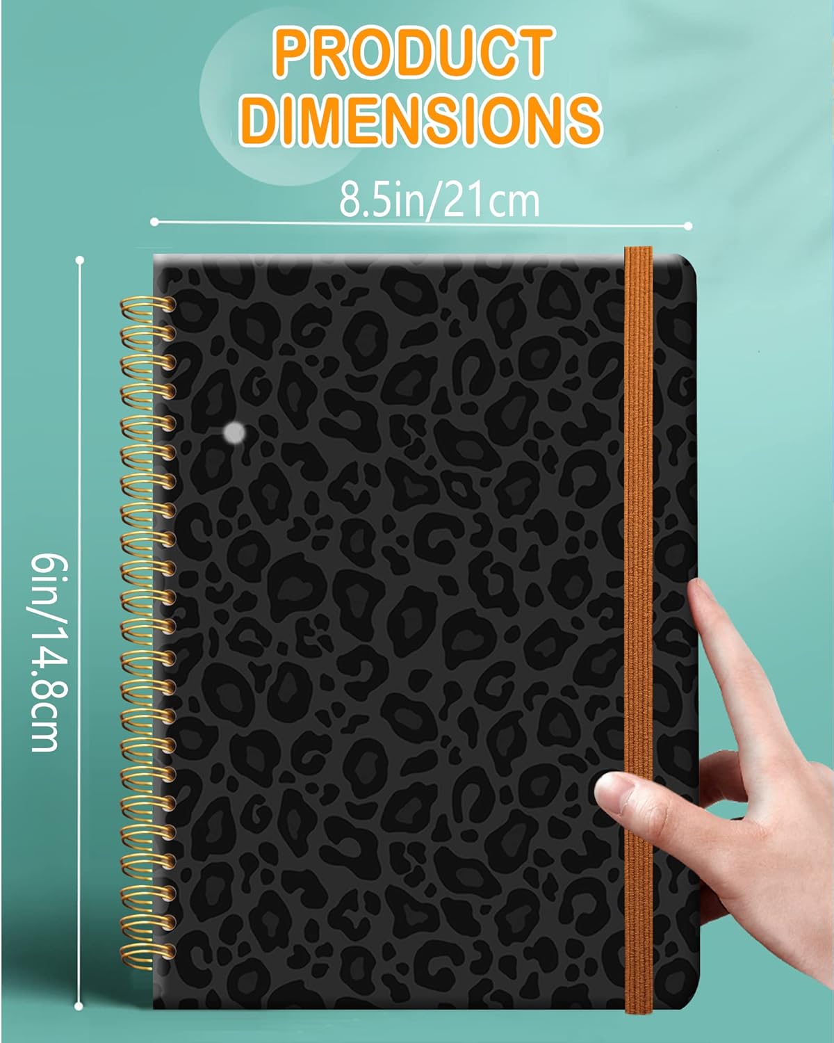 Ruled Spiral Writing Notebook,A5 Hardcover Lined College Journal for Women Lady Girl,Luxury Strong Twin-Wire Binding with Premium Paper,8.4" X 6",Perfect for School,Office,Home Gifts(Black Leopard Skin) - Image 4