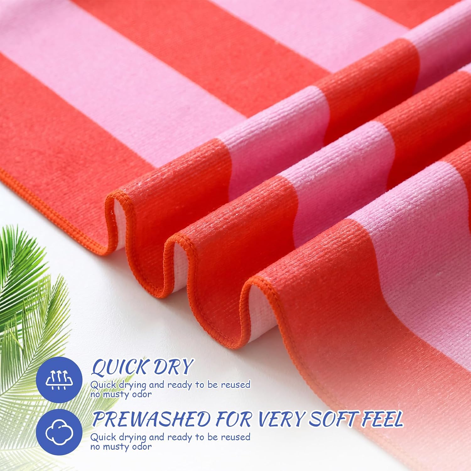 6 Pack Italian Summer Beach Towels Striped Beach Towel 60x30 Inch Large Palm Pool Towels Quick Dry Pool Towel Absorbent Travel Blanket Set Retro for Bath Summer Swimming Travel Camping