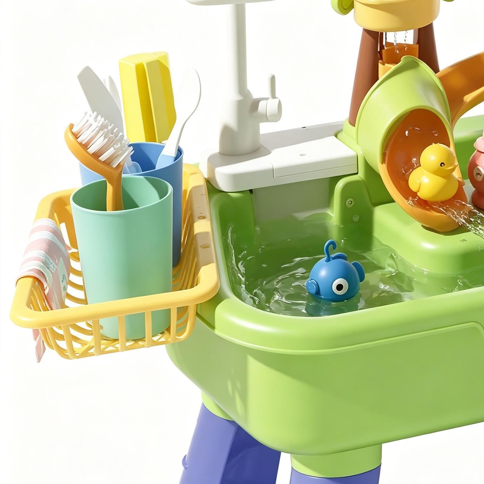 Wassertisch für Kinder - Elektrisches Sensorisches Poolspielzeug - Kinderpool-Spielwaschbecken-Wasserspieltisch-Set,für und Mädchen, drinnen, draußen, Garten, Hof, Terrasse, Rasen, Vorschule,