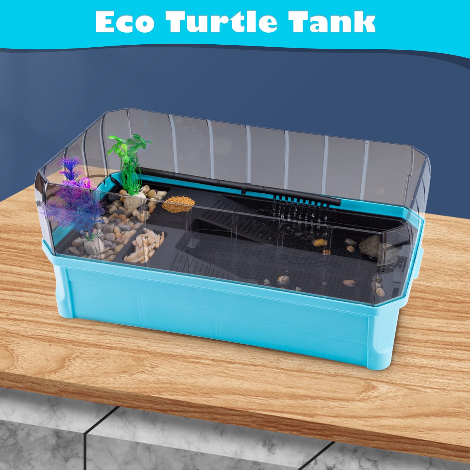 Turtle Tank Kit Turtle Aquarium with High Fence to Prevent Escape