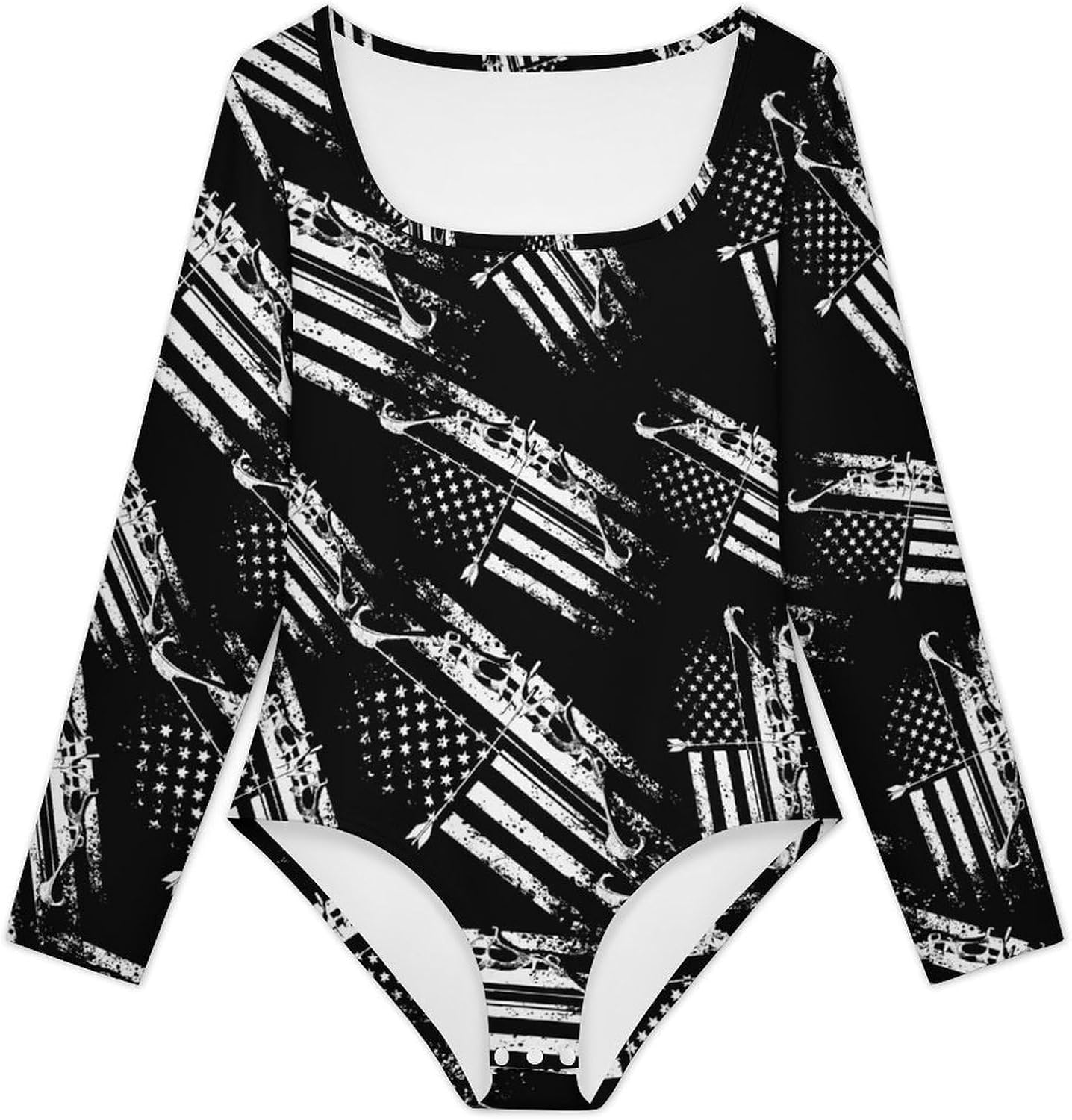 Bow Hunting Flag Archery Women's Bodysuits Long Sleeve Top 5XL