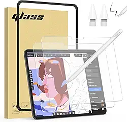 Pacote com 2 protetores de tela de vidro com toque de papel para iPad Pro 13 polegadas M4/M5 (2024/2025), pontas de substituição para Apple Pencil - Película fosca antirreflexo de vidro