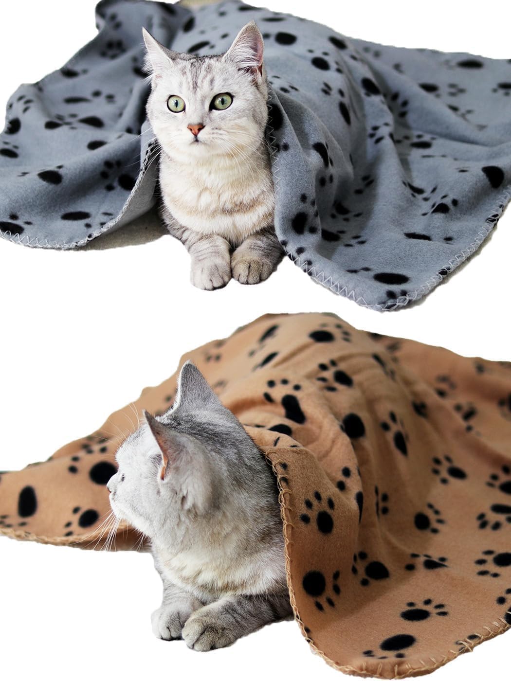 TBK Pets Double-Sided Fleece Pet Blanket, Soft Snuggle Blanket for Dogs and Cats Machine Washable (2 Grey, Brown, 55x40"/140x100cm) - Image 2
