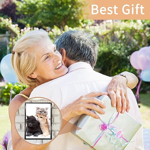 Miniatura 7 de DECANIT Marco de fotos de metal de 5 x 7 pulgadas, marco de fotos de borde fino para exhibición de mesa y montaje en pared, color negro