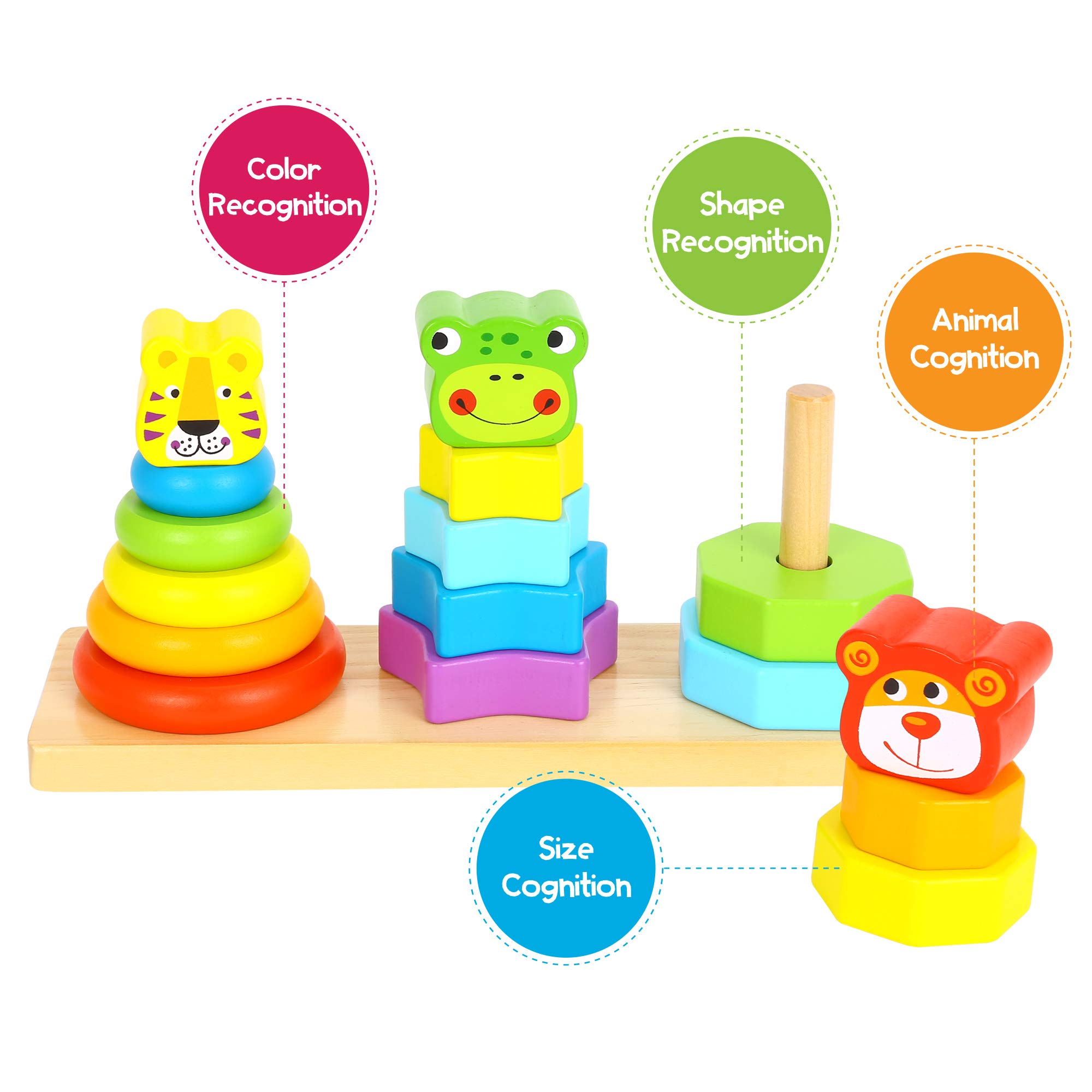 Buy Woody Treasures Wooden Stacking Toys for 1 2 3 Year Olds Baby