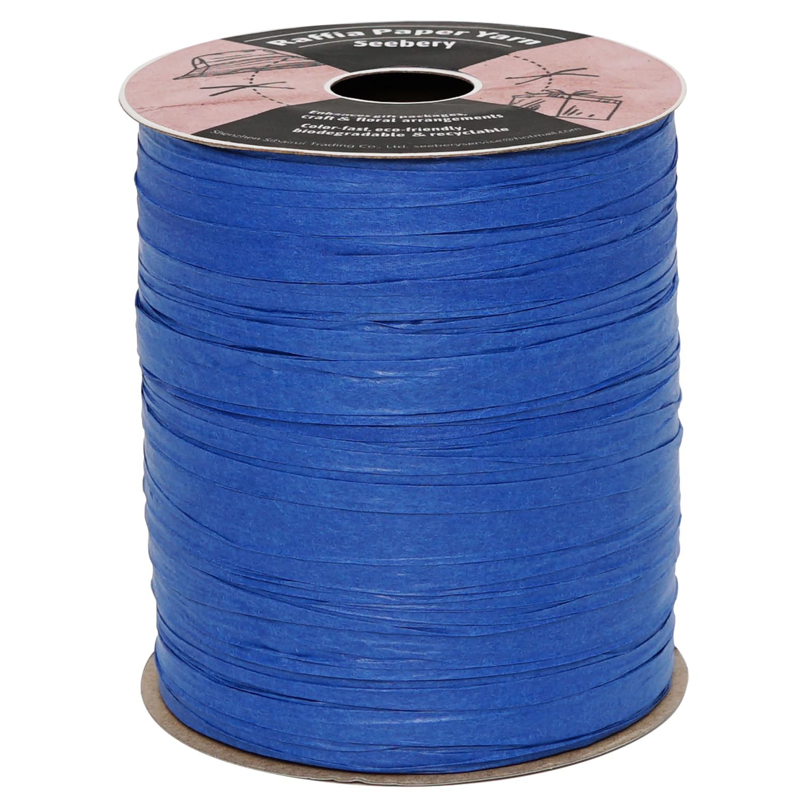 Raffia Ribbon for Crafts - Raffia Yarn Grass Twine for Gift Wrapping, DIY Decoration & More | Matte String Paper Rope for Crochet - 1/4'' Wide, 100 Yards, Blue