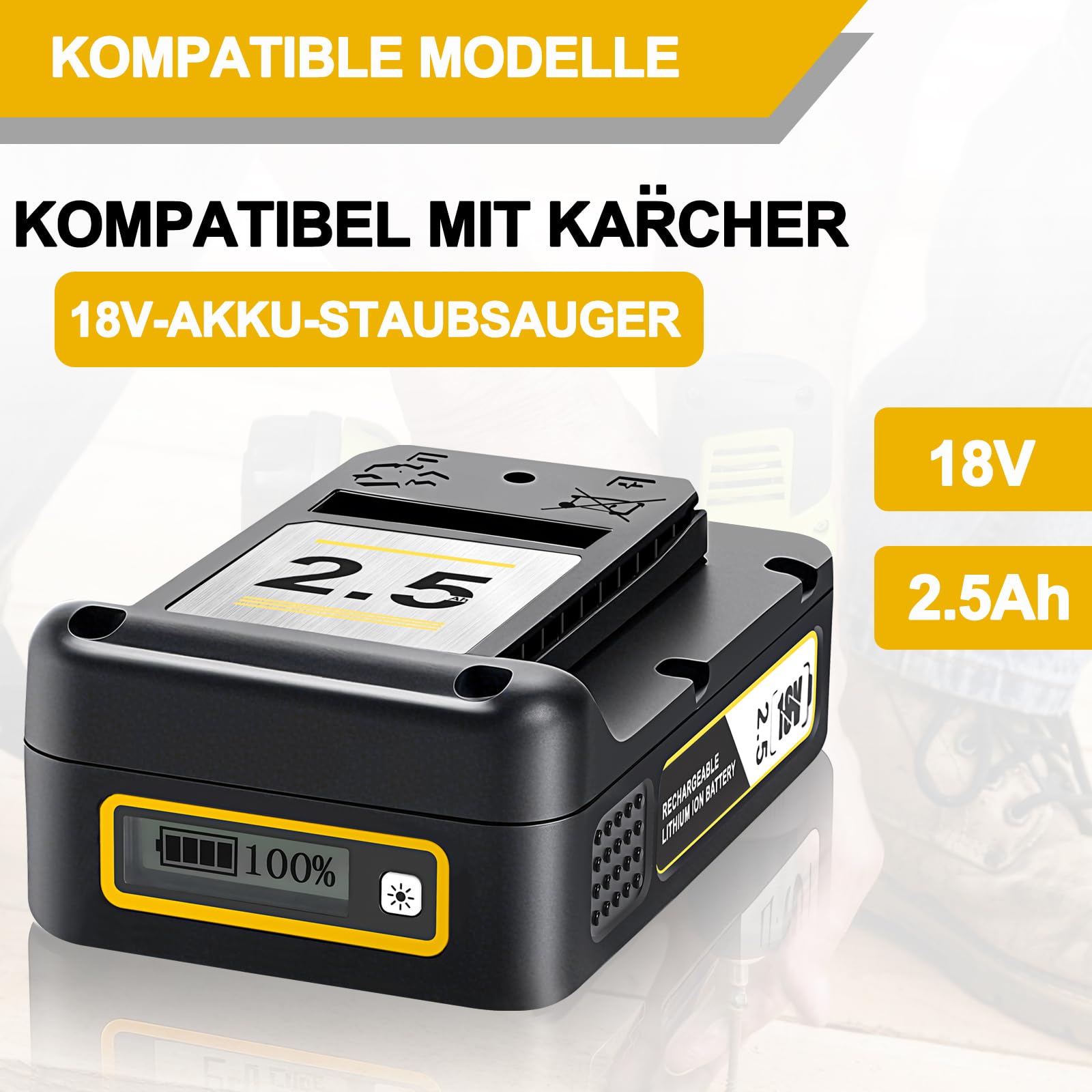 Batterij voor KARCHER 6.654-364.0 18V 2500mAh/45Wh,Hoge kwaliteit