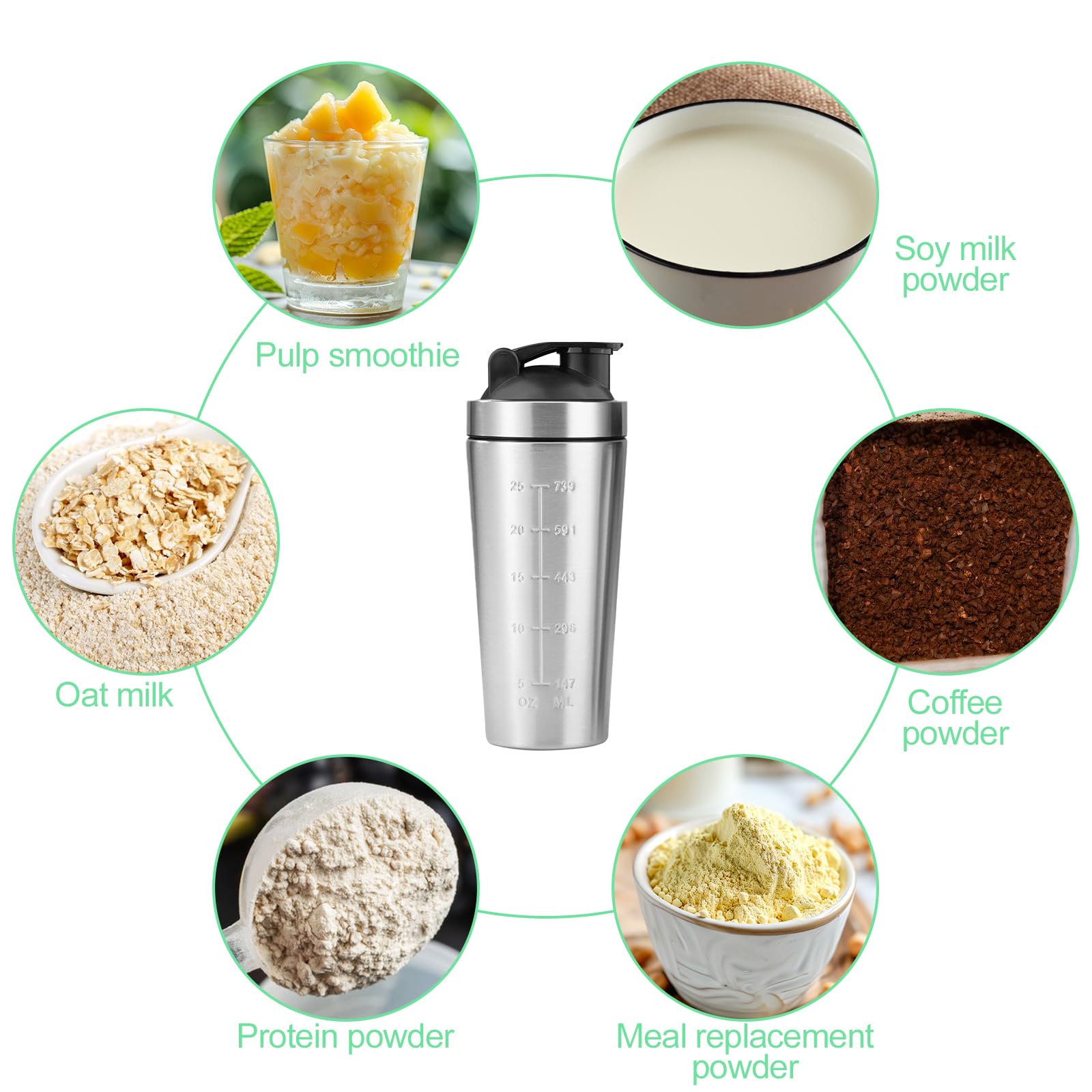 Shaker proteinowy ze stali nierdzewnej, 750 ml