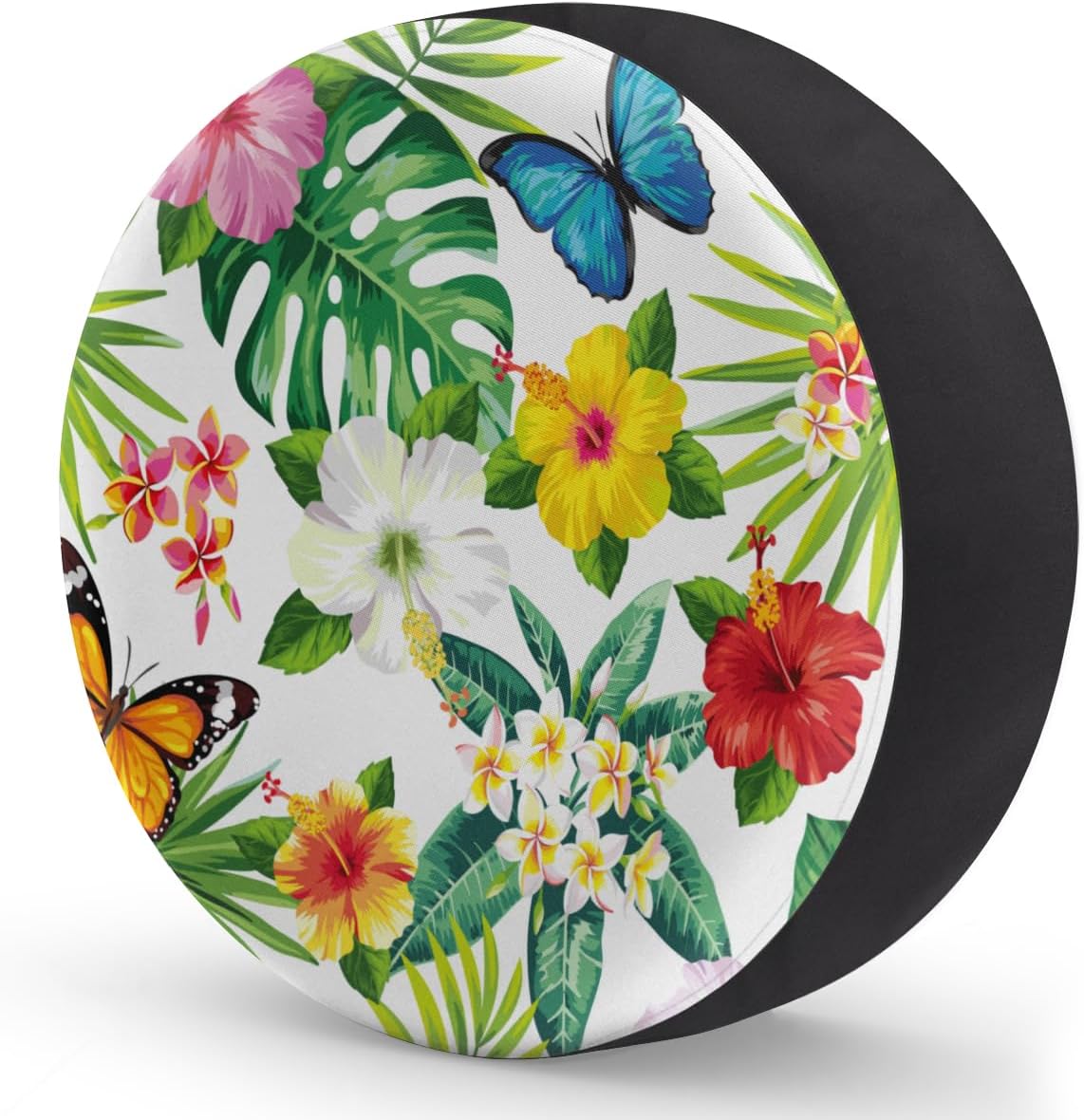 Tropical Butterfly Tire Covers Portable Spare Tire Cover Soft Durable Waterproof Dustproof Set of 4 Bags 15 Inches for Car Truck SUV Trailer Camper