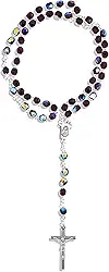 Terço católico com contas de cristal | Ótimo presente religioso para a primeira comunhão, confirmação e casamentos | Devocional Mariano | Feito na Itália