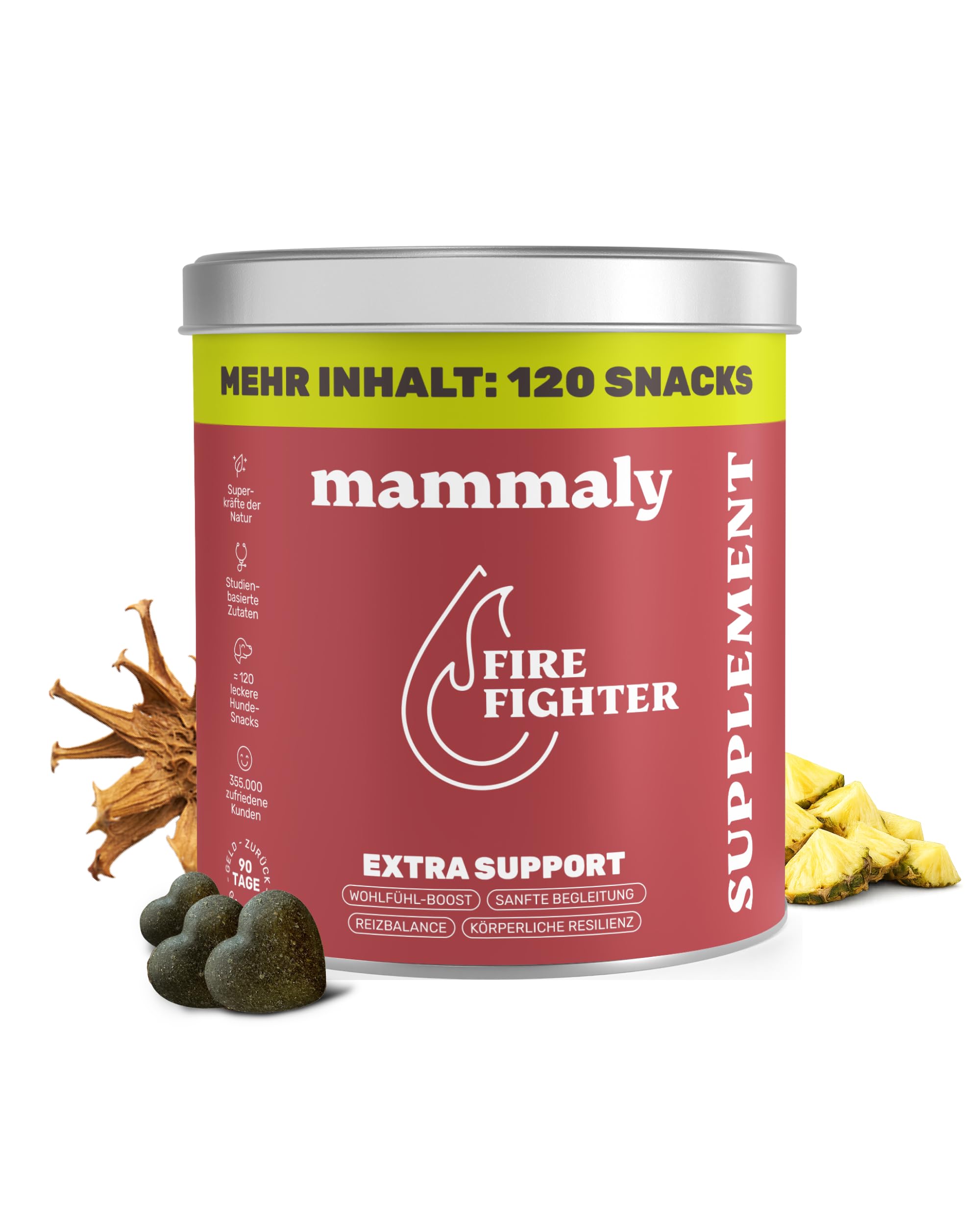 7-in-1 Teufelskralle & Kurkuma Leckerli für Hunde - Fire Fighter 120 Snacks (350g) von mammaly - Gelenk- Knochenschutz für Senior Hund - Gelenktabletten/Gelenkpulver zur Unterstützung von Mobilität