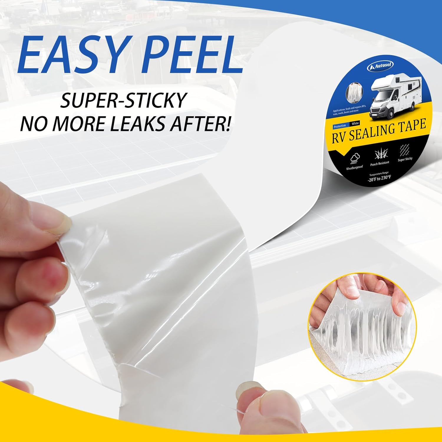 RV Roof Sealant Tape, Roof Repair Tape, RV Sealant Tapes Waterproof, Natural Rubber Camper Sealing Tapes, RVs Tape 6" x 50', Flex Seal Tape for Campers, Trailers, and Boats (2 Rolls)