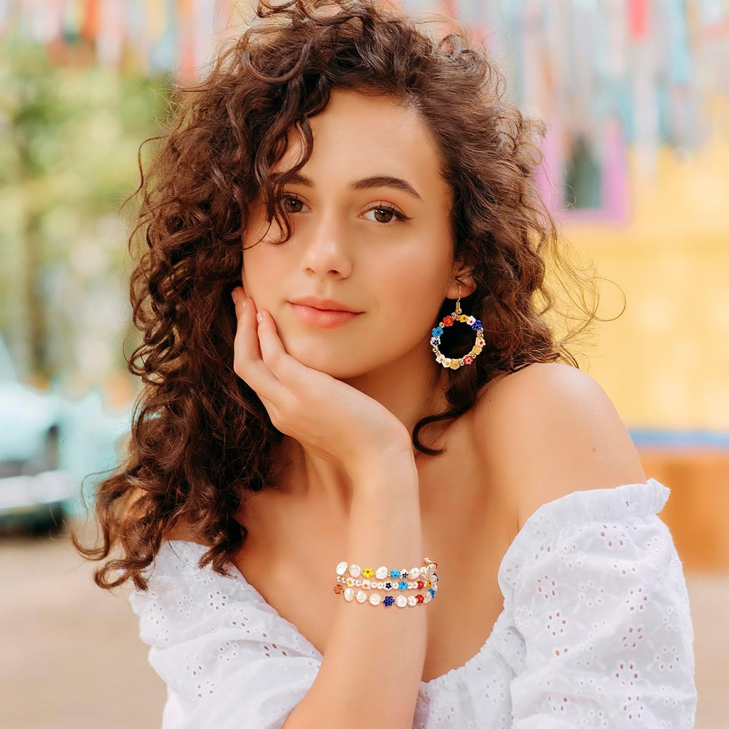 360 Pcs Millefiori Lampwork Glass Beads Glass Flower Beads 3-5mm Flat Round Glass Smooth Loose Spacer Bead 12 Colors for Christmas Necklace Bracelet Earring Jewelry Making - Image 5